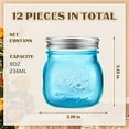 thumbnail image 2 of Tessco 12 Pieces 8 oz Colored Mason Jars with Lids Glass Regular Mouth Canning Jar Pint Mason Can Not Allowed Dishwasher, 2 of 7