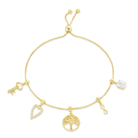 Believe by Brilliance Women's Gold Plated Slider Charms Adjustable Family Bracelet