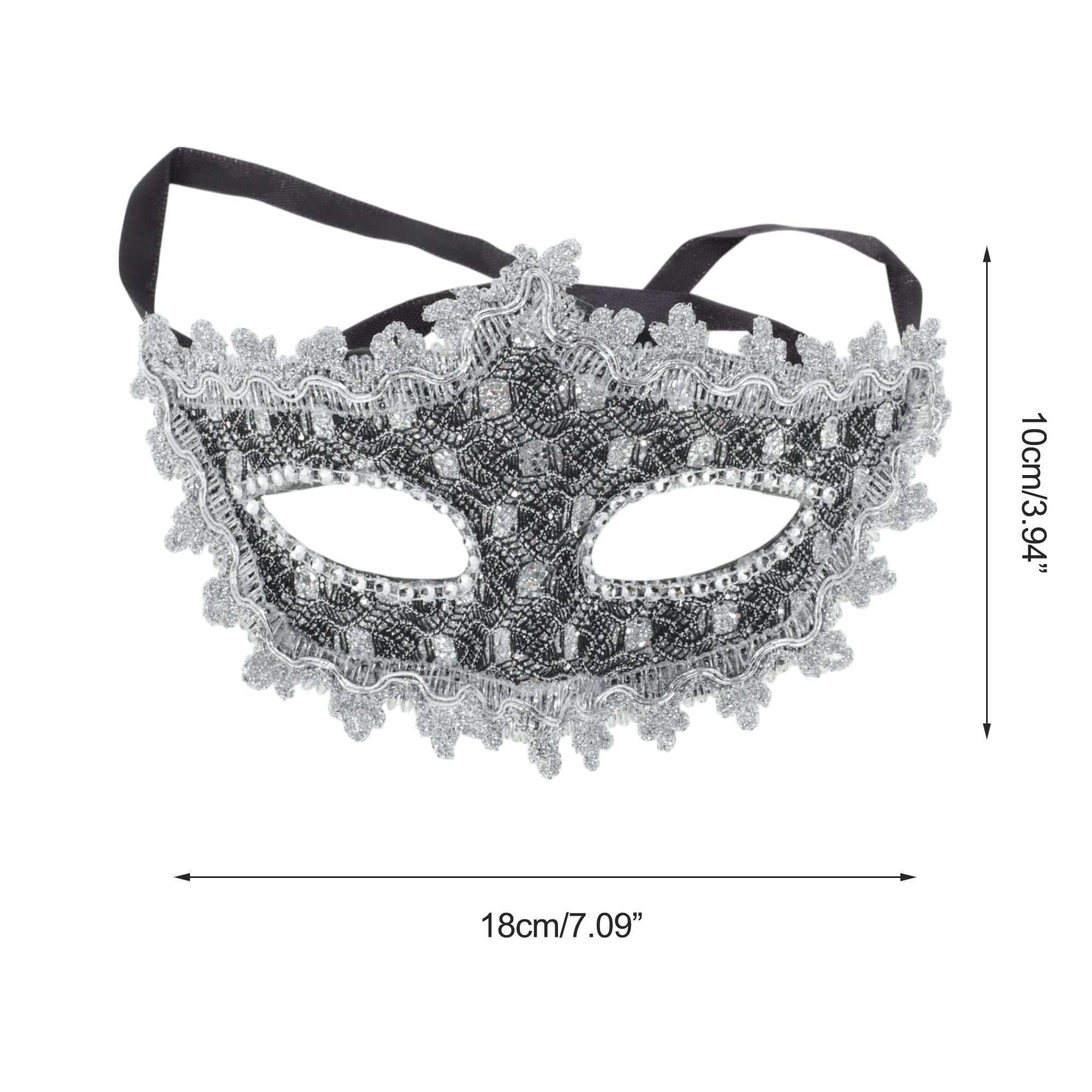 Unique Bargains 1 Box Pointed Head Dragon-Design Half Face Mask Black, Silver Tone