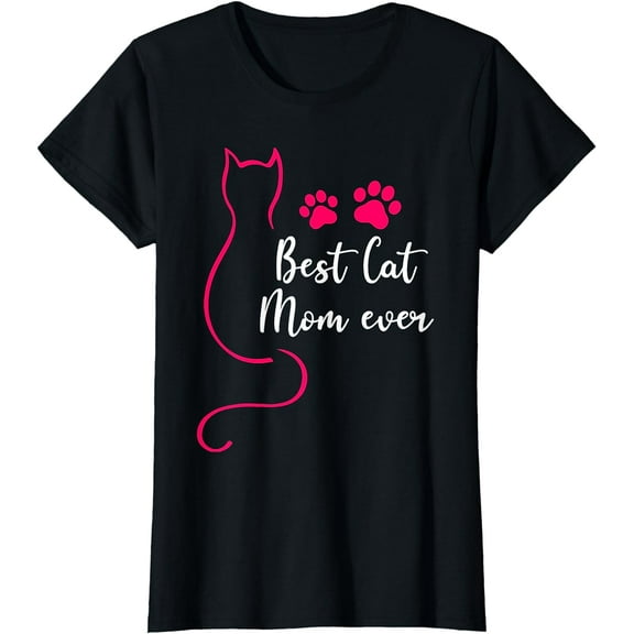 Best Cat Mom Ever Women Pink Kitten Lover Mothers Day T-Shirt