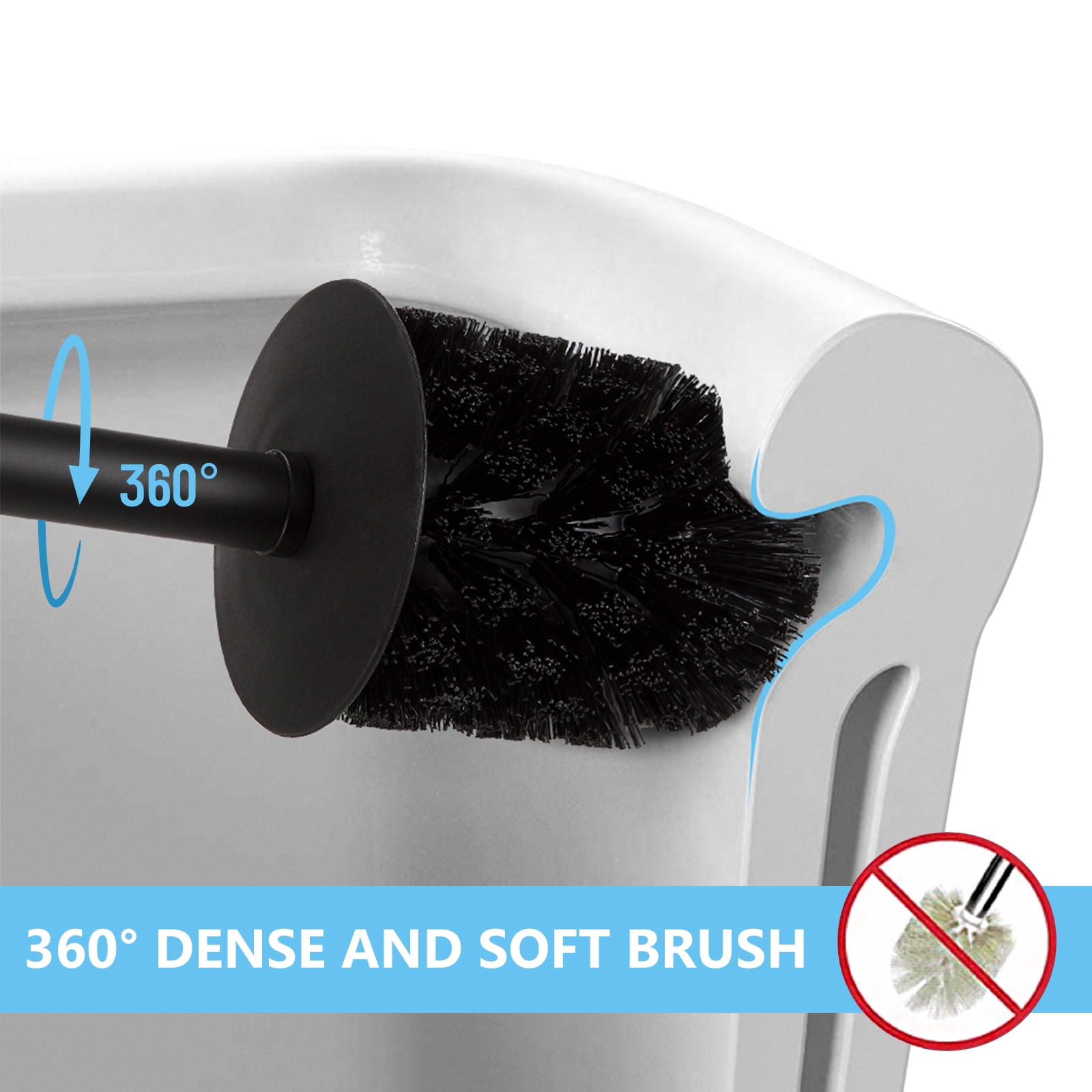KLDKLD Toilet Brush,Toilet Brush and Holder for Bathroom Storage and Organization,Square Black Toilet Brush for Bathroom Made by High Quality Metal