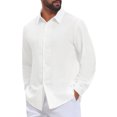 thumbnail image 4 of INSPIRE CHIC Men's Shirt Lace Trim Long Sleeve Button Down Casual Shirt Top S White, 4 of 6