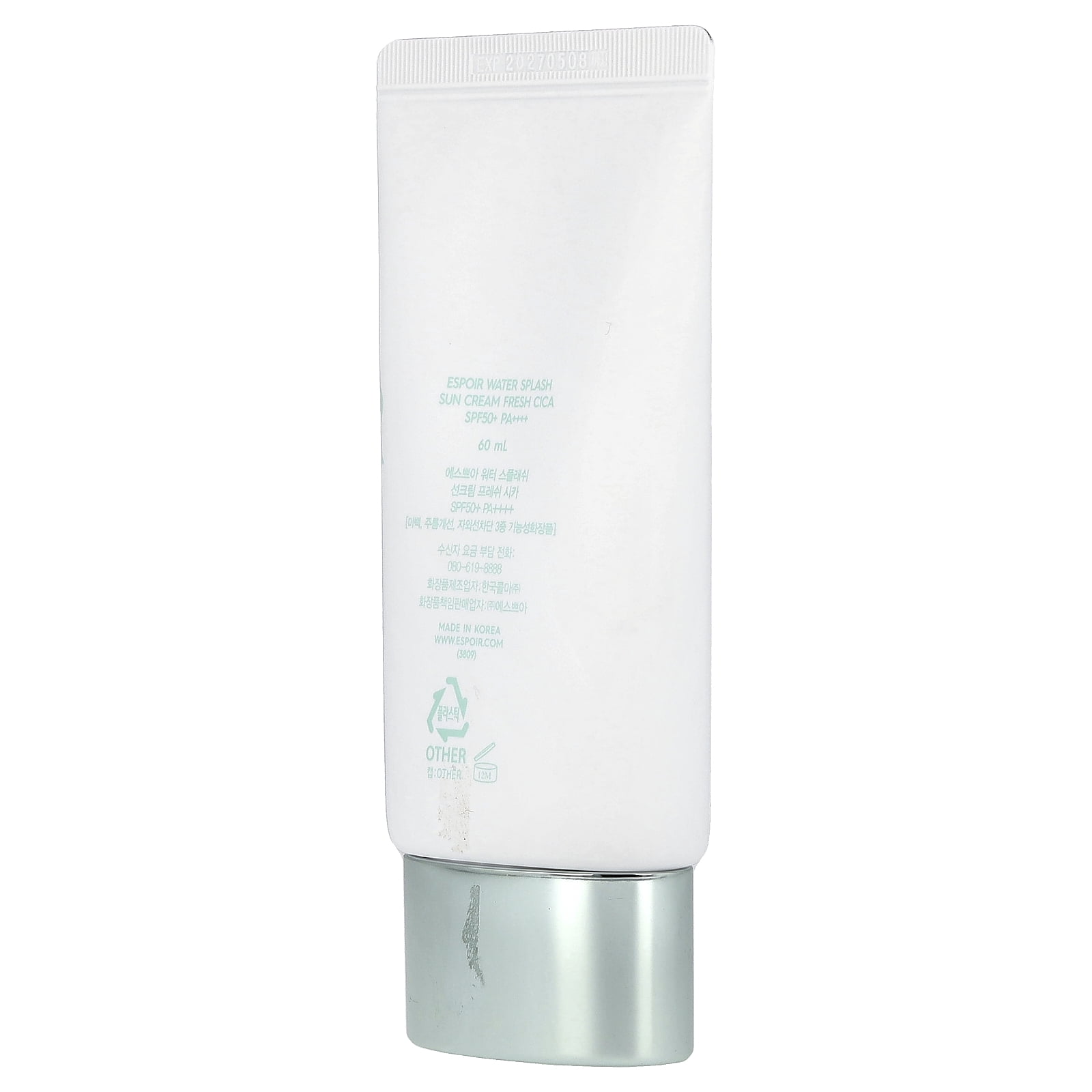 Espoir Water Splash Sun Cream, Fresh Cica, SPF 50+ PA++++, 60 ml