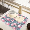 thumbnail image 6 of Ryvnso Flamingo Tropical Flower Dish Drying Mat for Kitchen Countertop 16x18 Small Dish Pad Drainer Rack Dish Sink Mats, 6 of 7