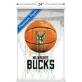 thumbnail image 4 of NBA Milwaukee Bucks - Drip Ball 20 Wall Poster with Wooden Magnetic Frame, 22.375" x 34", 4 of 5