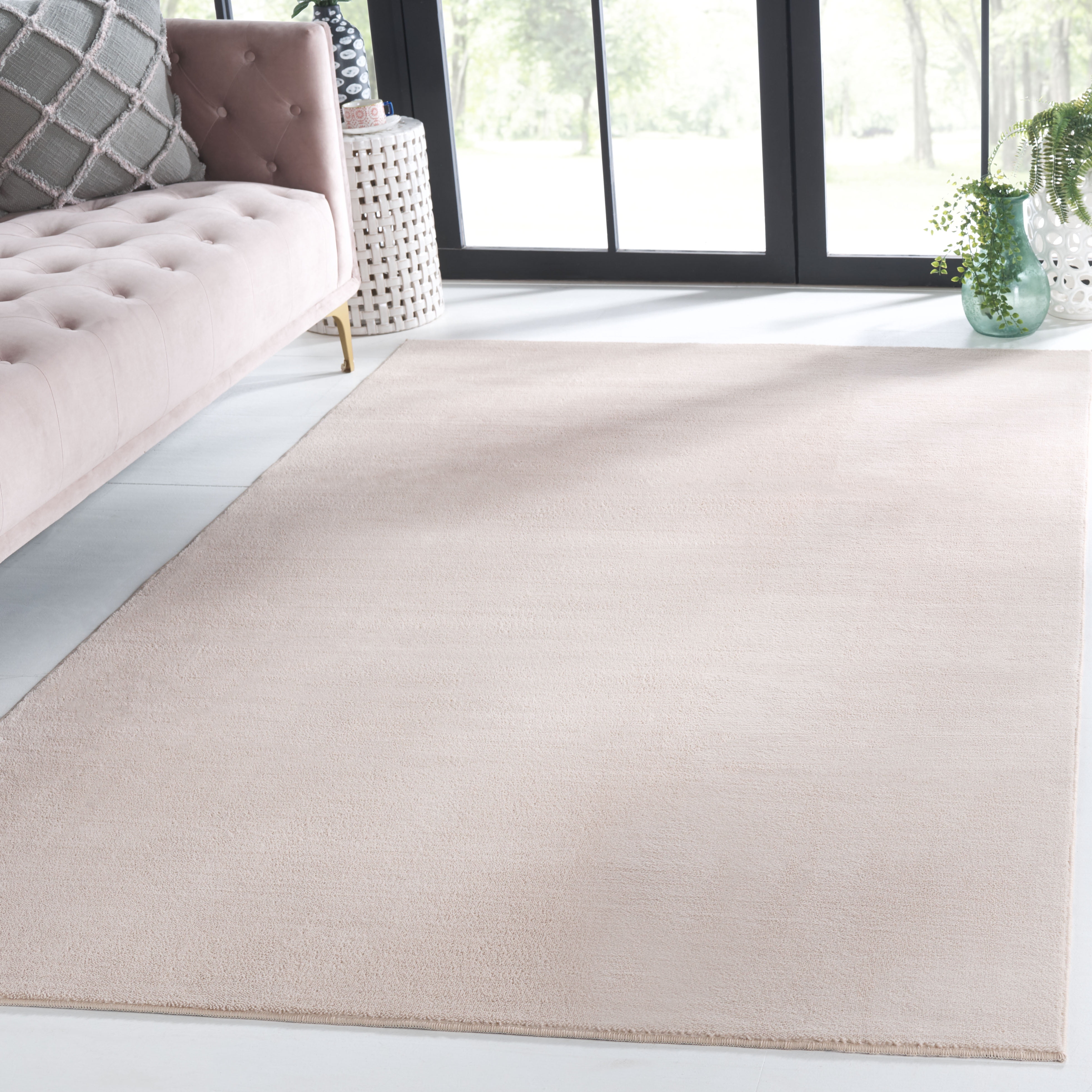 SAFAVIEH Loft Kalya Solid Machine Washable Area Rug, Beige, 9' x 12'