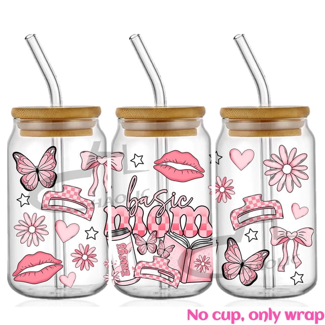UV DTF Wraps Transferts Cadeau Fête des Mères Autocollant Maman MAMA Fer sur Transfert pour Verre Peut Wraps 16oz Libbey