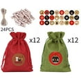 thumbnail image 4 of 24PCS Advent Calendar Bags, Christmas 24 Days of Advent Calendar Pouches Diy Bags for Gifts with Drawstrings Hanging Burlap Xmas Countdown Decorations, 4 of 4