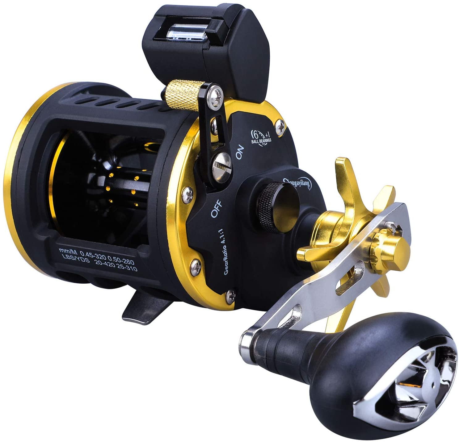 4+1 BB Trolling Fishing Reel with Line Counter Saltwater Sea Bait Casting Reel 