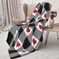thumbnail image 3 of Sikiie Heart Black Buffalo Plaid Gingham Cozy Flannel Fleece Throw Blanket: Lightweight & Thick for All Seasons - Perfect for Women, Men, & Kids"80"x60", 3 of 6