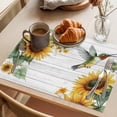 thumbnail image 3 of Summer Sunflower Placemats Set of 1, Leaves Hummingbird Vintage Wood Grain Non-Slip Place Mats Washable Table Mats for Kitchen Dining Table Decorations Indoor/Outdoor, 3 of 9
