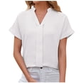 thumbnail image 2 of Fiudx Liquidación de Ahorros de Verano Blusa de Manga Corta con Cuello En V y Cuello En V para Mujer, Informal, a La Moda, 2 of 7