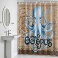 thumbnail image 6 of Summer Blue Sea Octopus Bathroom Shower Curtain, Nautical Vintage Ocean Wave Compass Linen Waterproof Washable Soft Bath Curtain for Bathtub Decor with 12 Hooks&Grommet, 60x72 Inch, 6 of 9