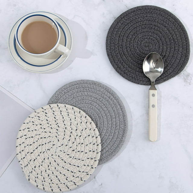 CRCMUHE Placemat 3PCS Place Mat Thickened Tray Mat Insulation Kit Kettle Mat Bowl Mat Insulation Round Mat Kitchen Restaurant And Bar