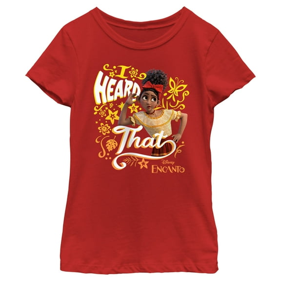 Girl's Encanto Dolores I Heard That  Graphic Tee Red X Small