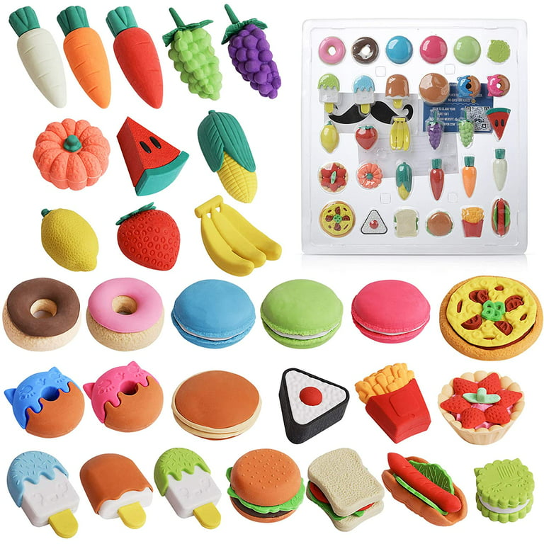 Mr. Pen- Food Erasers, Erasers, 30 Pack, Puzzle Erasers, Take Apart Erasers, Fruit Erasers, Pull Apart Erasers, Erasers for Kids, Fun Erasers, Gifts