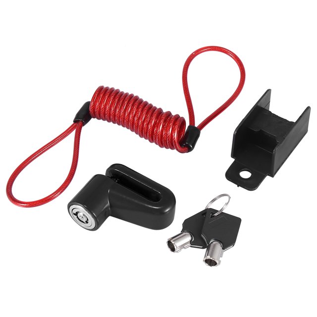 Universal Motocicleta Disco Freno Bloqueo Negro con Rojo Cuerda Juego