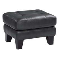 Sofy 27 Inch Ottoman- Dark Gray Top Grain and Faux Leather- Solid Wood