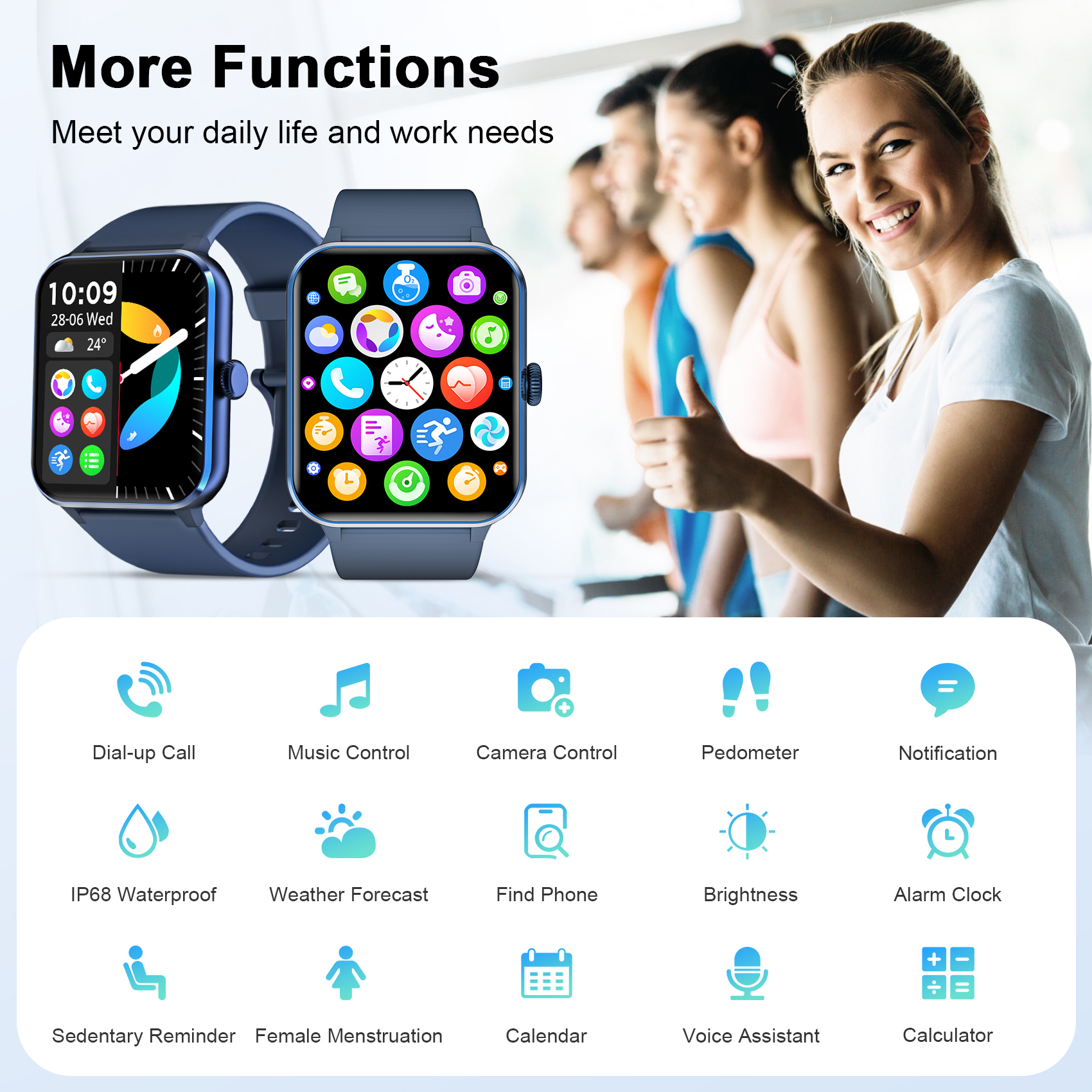 Blackview Smart Watch for Women Men, 1.85 Inch HD Touchscreen Fitness Tracker with Bluetooth Calls, Message Notifications, 100+ Sports Modes, IP68 Water Resistant Smartwatch Compatible with Android a