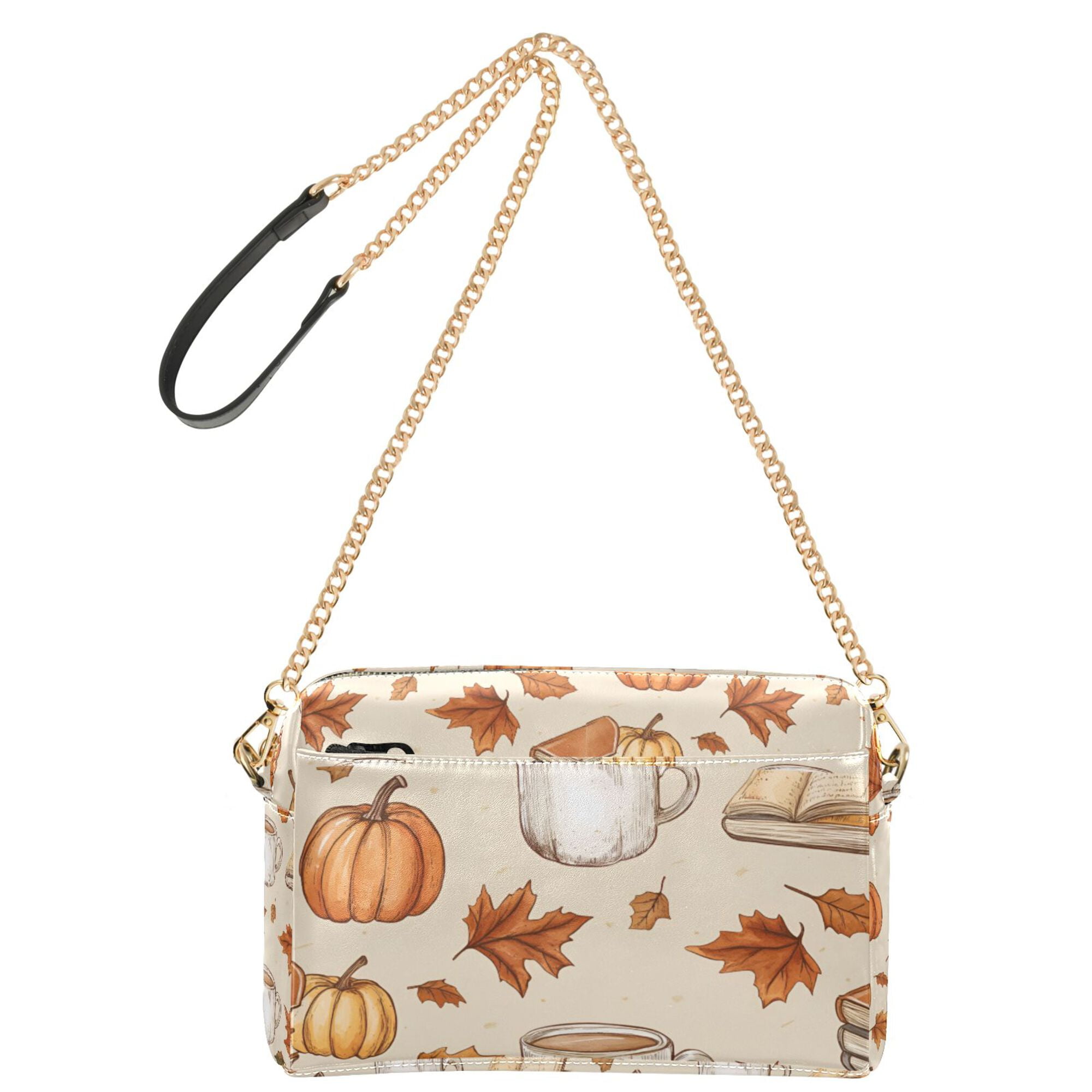 FORMRS Women Crossbody Purse with Chain Strap Vegan Leather Shoulder Handbag, Fall Mug Pattern