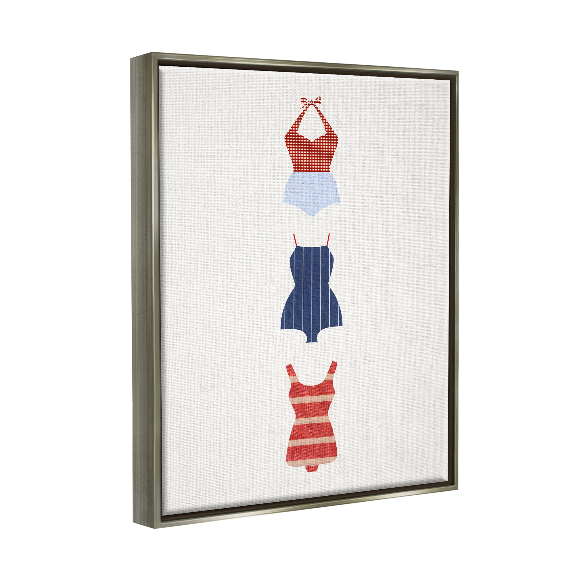 Stupell Industries Nautical Swim Style Beauty & Fashion Painting Gray Floater Framed Canvas Art Print Wall Art, 25 x 31