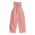 thumbnail image 6 of Women's Strapless Tube Jumpsuit, Adjustable Tie Front Bodice Wide Leg Outfit, Cotton Linen Blend Summer Casual Beachwear, Resort and Vacation Jumpsuit for Women​-Pink, 6 of 6