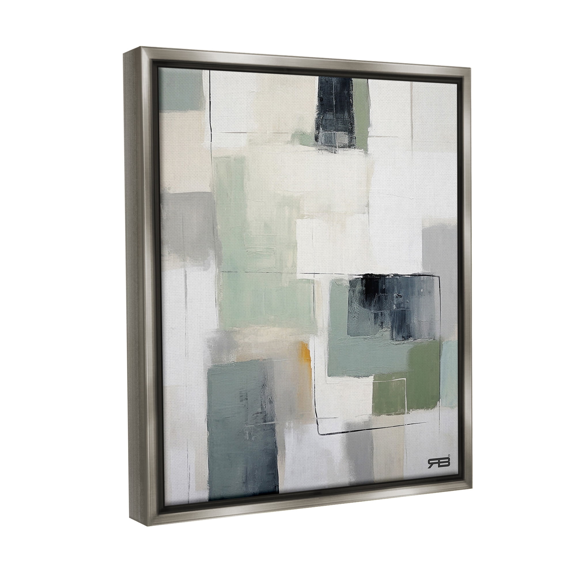 Stupell Industries Abstract Grey Shapes Abstract Painting Gray Floater Framed Canvas Art Print Wall Art, 25 x 31