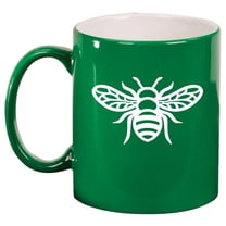 Honey Bee Ceramic Coffee Mug Tea Cup Gift for Her, Him, Friend, Coworker, Wife, Husband (11oz Green)