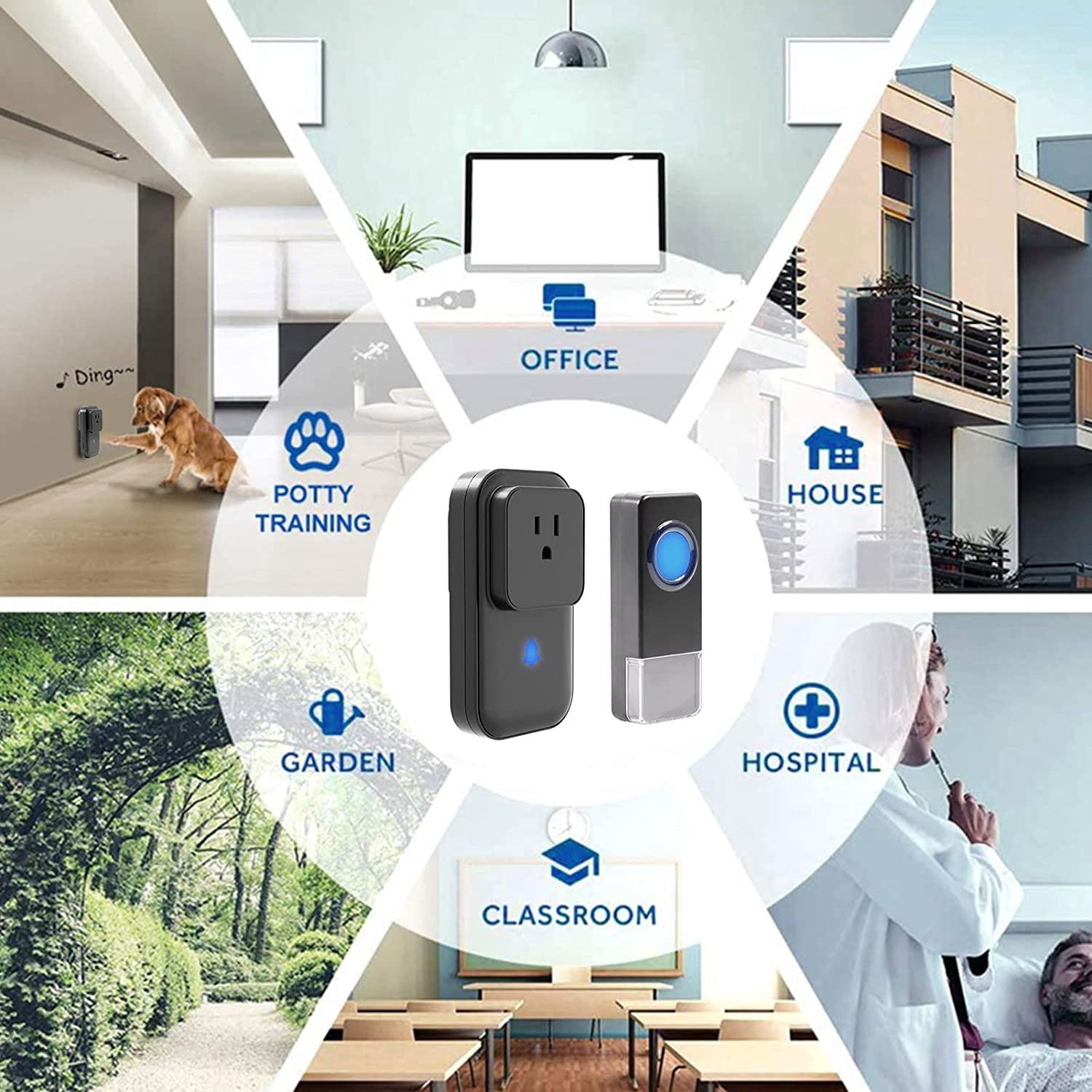 Wireless Doorbell Plug-in, Allytech Doorbell Chimes Door Chime for Home/Classroom, Self-Powered IP55 Waterproof Doorbell Operating at 1000ft Range with 58 Chimes, 5-Level Volume & LED Light