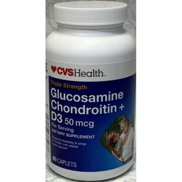 CVS Health Glucosamine Chondroitin + D3 Caplets, 50 mcg, 80 Caplets