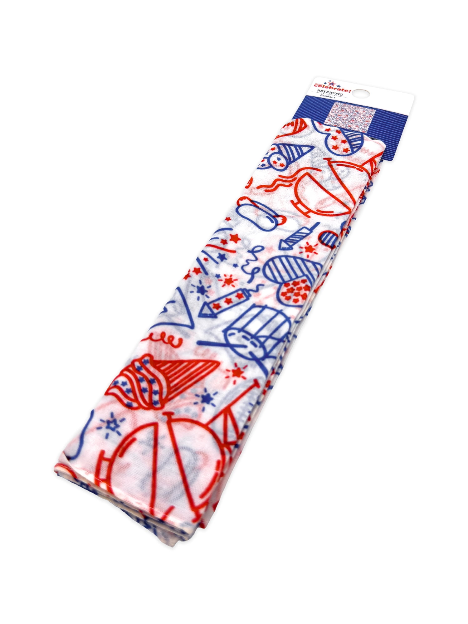 Fourth of July Women’s Party Time Bandana from Way to Celebrate, One Size, White/Multi