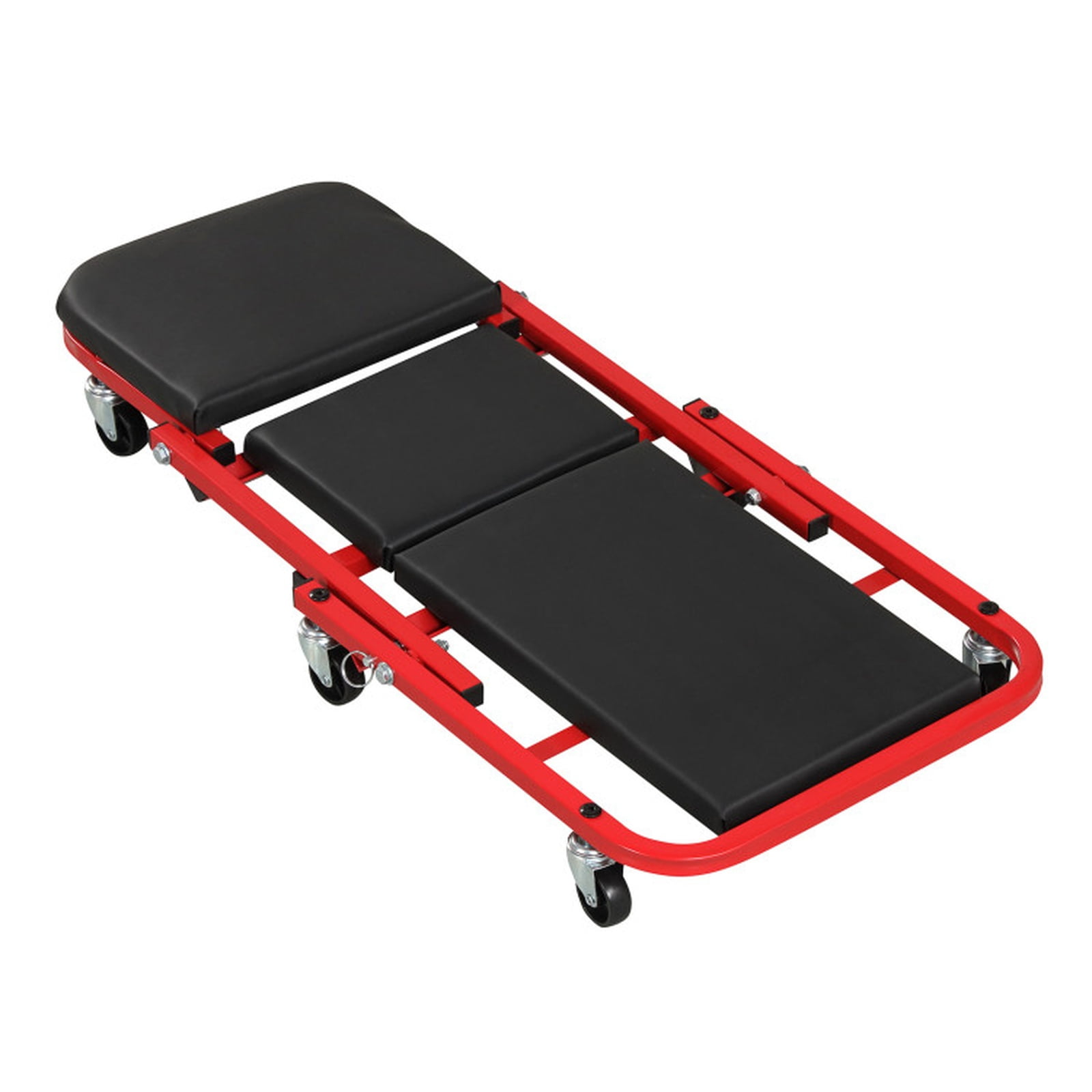 Biotree 2-in-1 Z-Shaped Rolling Garage Stool 36 Inch Folding Automotive Creeper 400 lbs - Red