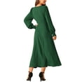 thumbnail image 3 of INSPIRE CHIC Women's Dress Crewneck Long Sleeves Frilled A-Line Midi Dresses with Pockets Dark Green M, 3 of 5