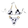thumbnail image 4 of Conjunto de bikini para mujer Traje de baño con cadena de dos piezas con lazo sin espalda y estampado de, 4 of 9