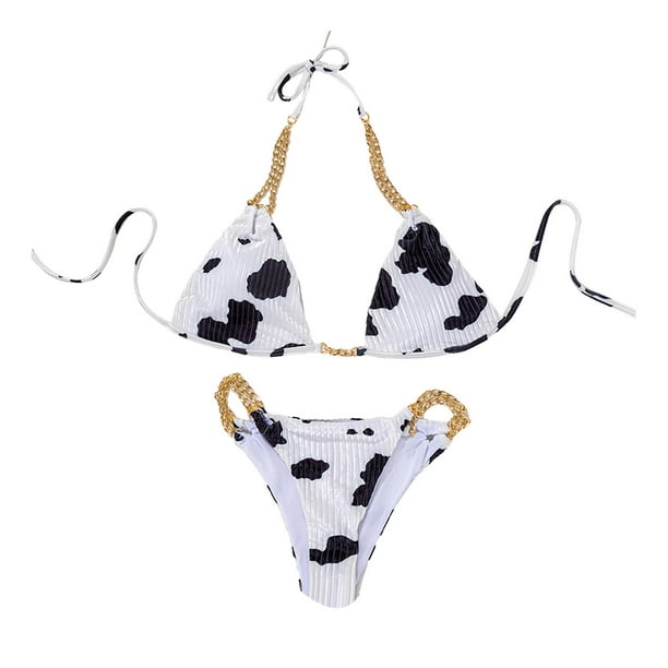 Conjunto de bikini para mujer, traje de baño con estampado de y lazo para surf, vacaciones, fiesta, viaje para mujer