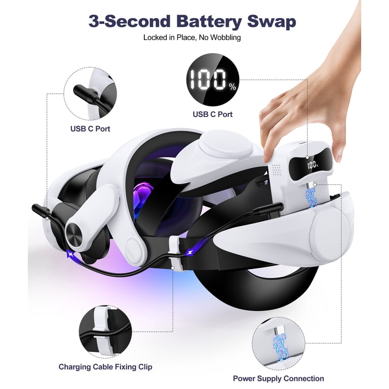 Esywen Meta Quest 3/3S/2 Head Strap With 7500mAh Battery photo 8