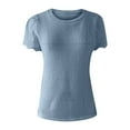 thumbnail image 4 of Adeawade Womens Tshirts Crewneck Short Sleeve Tops Solid Color Fashion Tee Clothing M Light Blue, 4 of 4