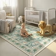 thumbnail image 3 of SUNDEREY 8'x10' Vintage Floral Area Rugs for Living Room, Washable Large Boho Area Rugs for Bedroom, Soft Non-Slip Thin William Morris Botanical Rug for Dining Room Home,Beige, 3 of 11