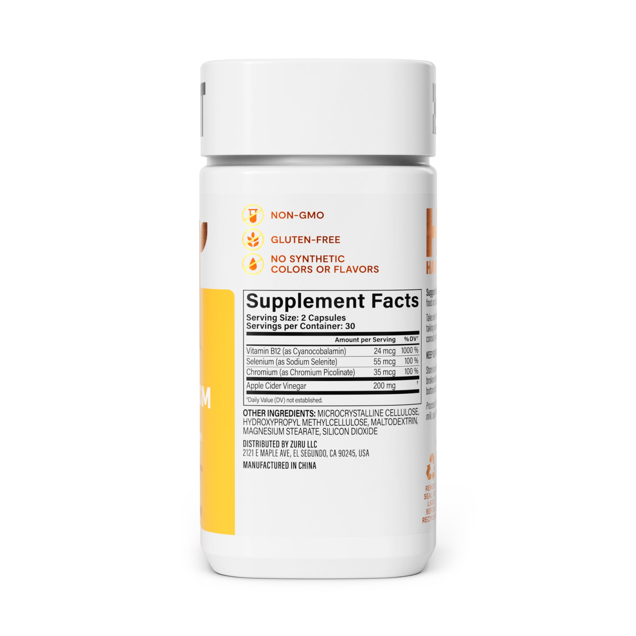 HABIT Metabolism Supplement, Supports Digestive Health, B12, Apple Cider Vinegar, Chromium, 60 Capsules