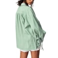 thumbnail image 5 of Women's Button Down Oversized Loose Tops  Fashion V-Neck Long Puff  Sleeve Shirt Casual Solid Color Summer Beach Blouse, 5 of 9
