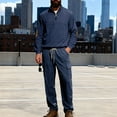 thumbnail image 6 of Yusimy Men's Fall Winter Solid Color Corduroy Cargo 2-Piece Set Stand-Up Collar Half-Zip Long Sleeve Elastic Waist Drawstring Pocket, 6 of 9