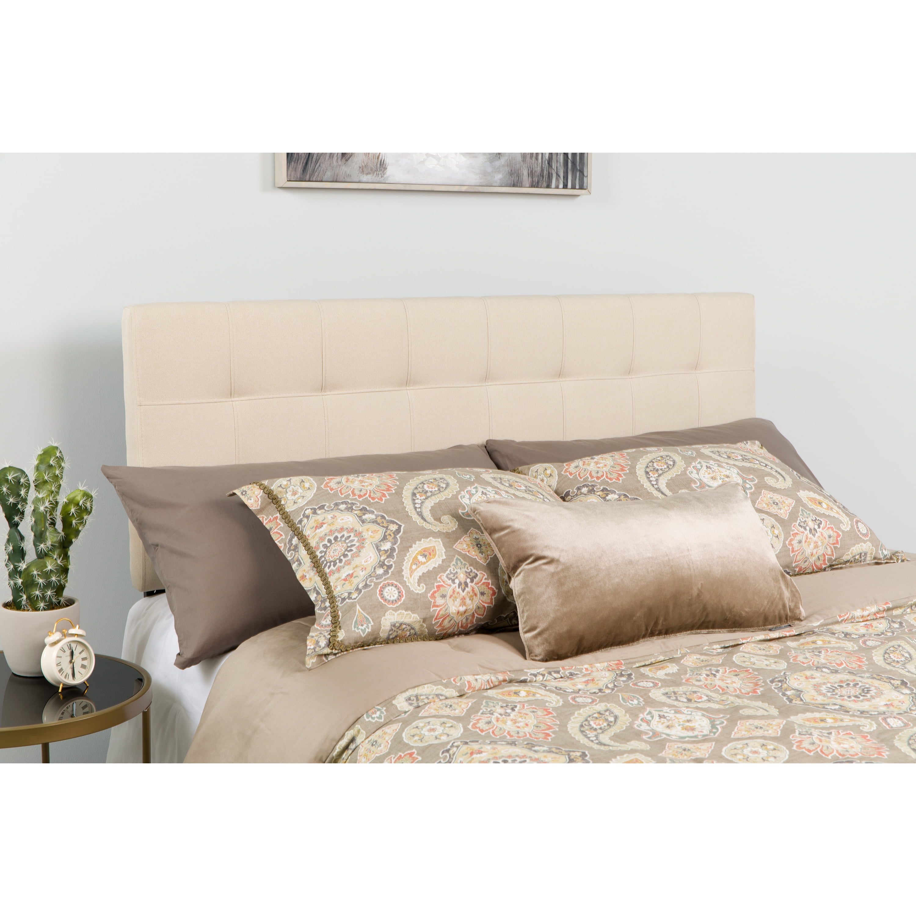 Flash Furniture Bedford Tufted Upholstered Queen Size Headboard In Beige Fabric