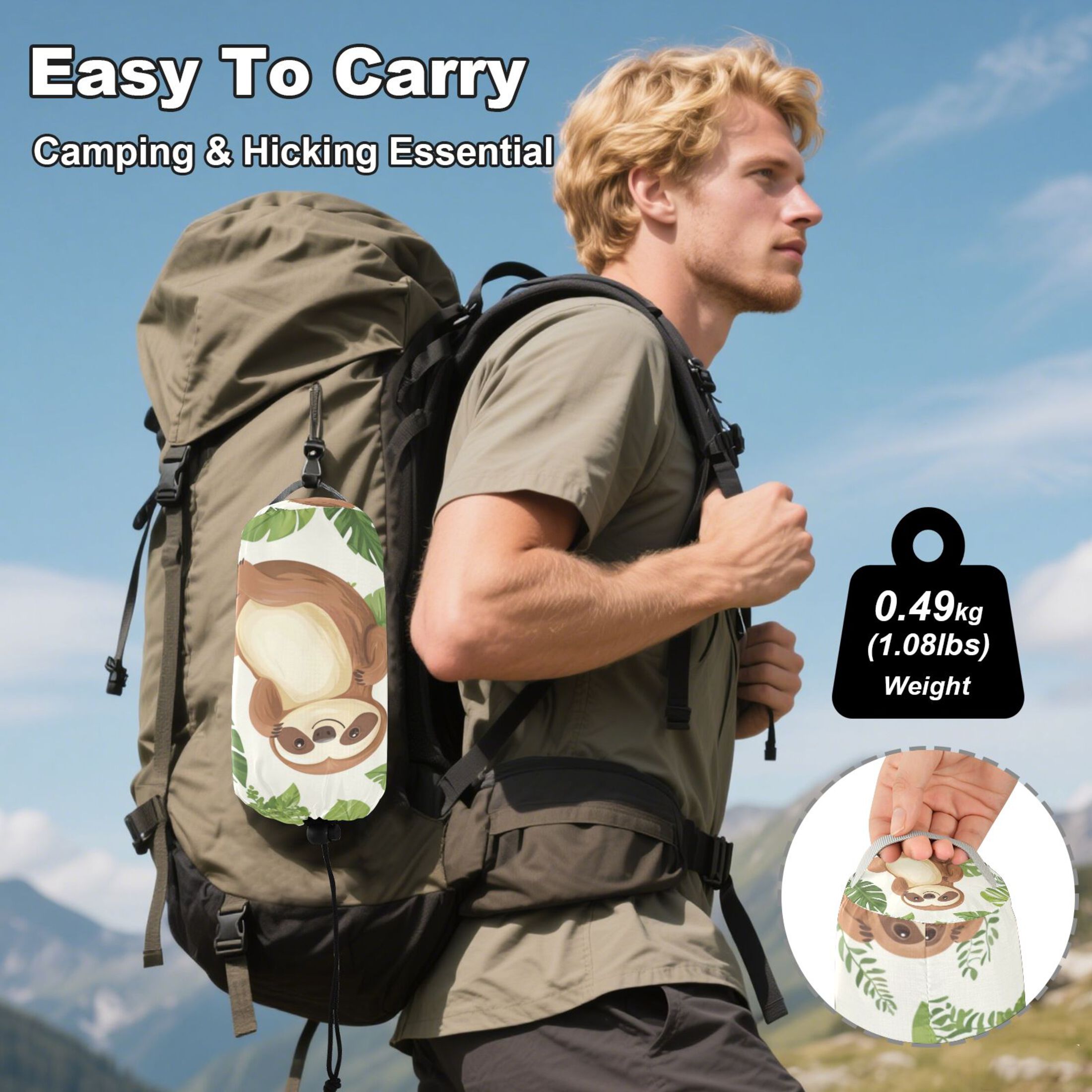 Hammock Camping Hammock Nylon Portable Hammock Travel Camping Hammock Cartoon Sloth