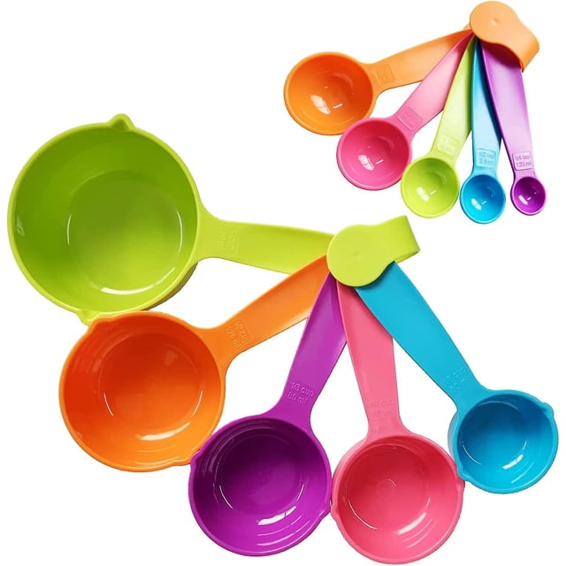 Measuring Cups and Spoons Measurement Kitchen Tools, Set of 10 (Random Color)