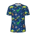 thumbnail image 5 of Wukai Dinosaur In Space Print Men's Short-Sleeved Mesh T-Shirt,Quick-Dry Short Sleeve Workout T-Shirt-5X-Large, 5 of 8