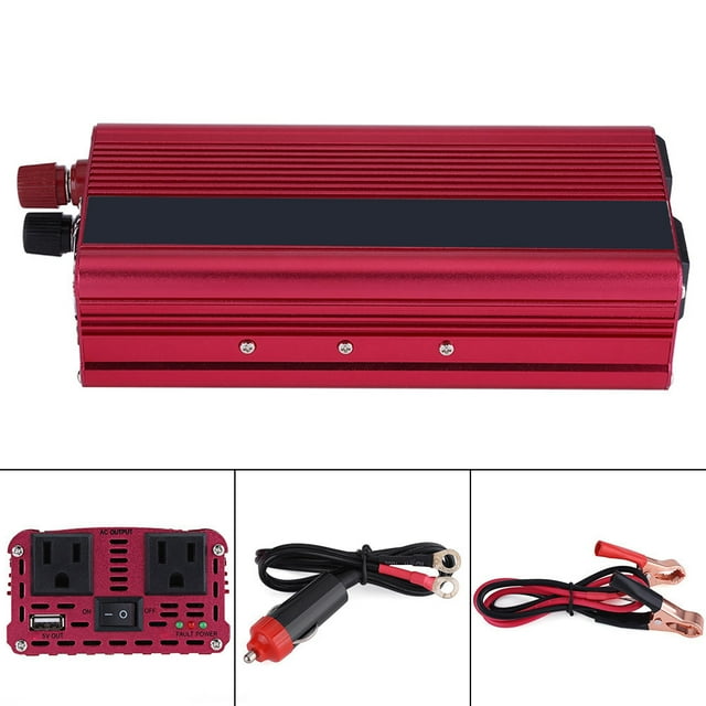 Inversor de Corriente, 2000W DC 12V A AC 110V Convertidor Inversor de Corriente para Automóvil Adaptador de Cargador USB para Automóvil