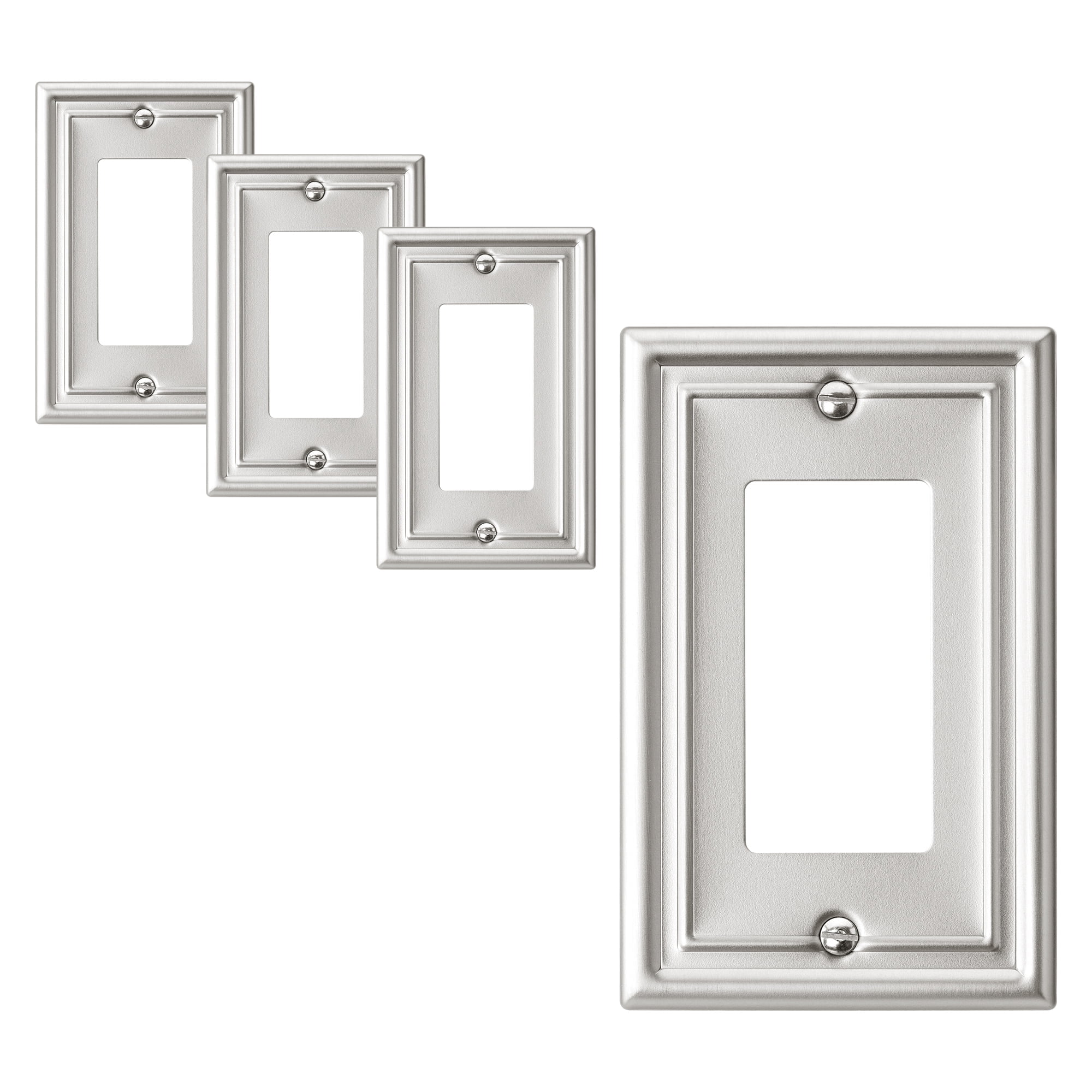 DEWENWILS 4Pack Brushed Nickel Outlet Covers, Metal decorator Wall