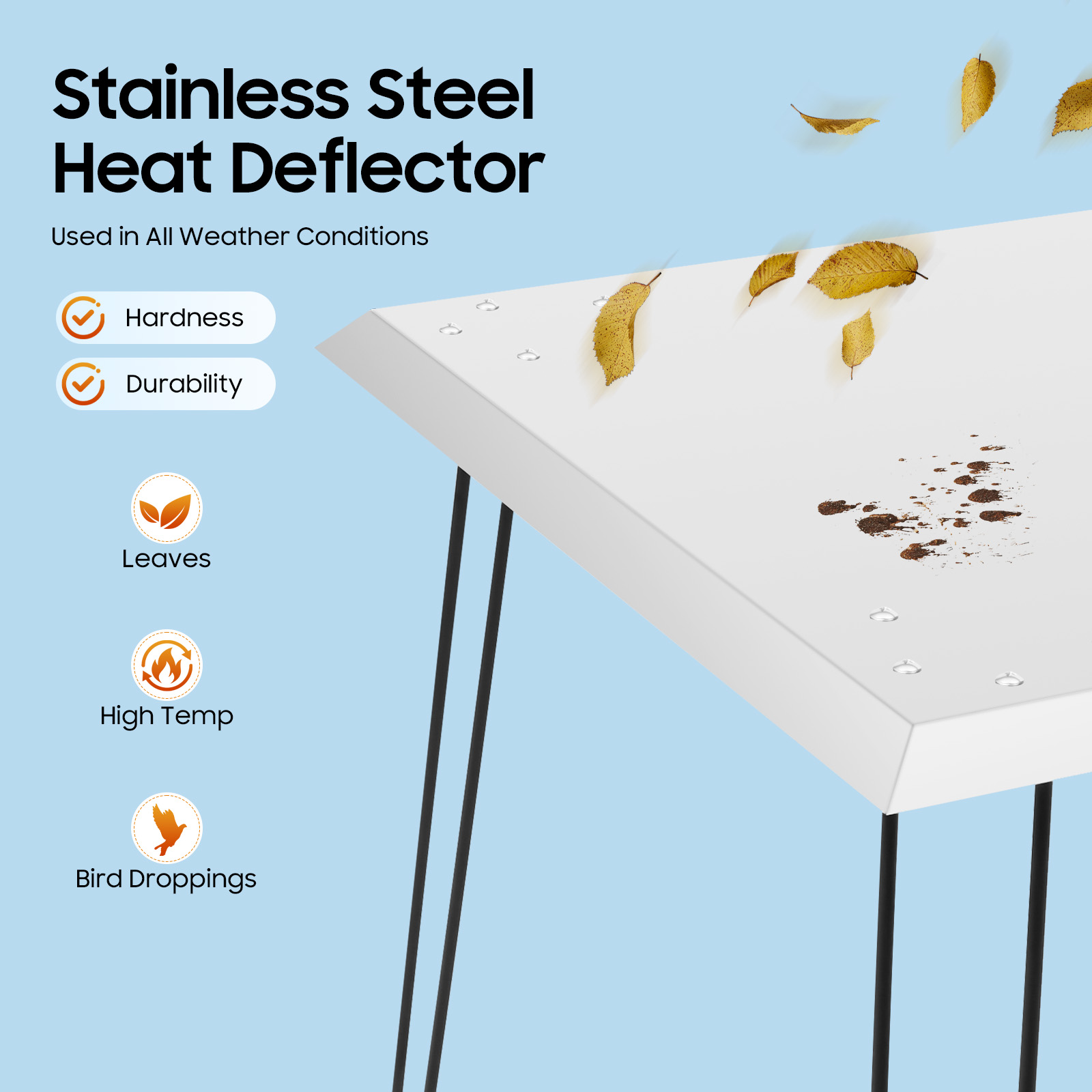 Fire Pit Heat Deflector - Stainless Steel, Foldable with Handle, Weatherproof, Safe & Durable, Ideal for Outdoor Fire Pits, Provides Efficient Heat Distribution