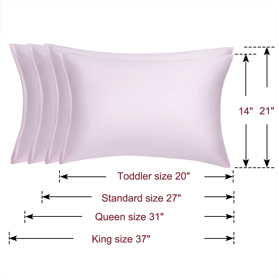 Unique Bargains Set of 4 Silky Satin Pillowcases Pillow Cover Lavender Gray Travel