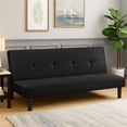 thumbnail image 3 of Pemberly Row 65" Futon Convertible Sofa Bed Sleeper Couch - Black Fabric w/ Foam, 3 of 10